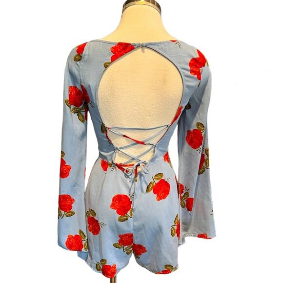 URBAN OUTFITTERS Heaven Floral Lace-Up-Back Romper SIZE S NWT - Picture 5 of 8